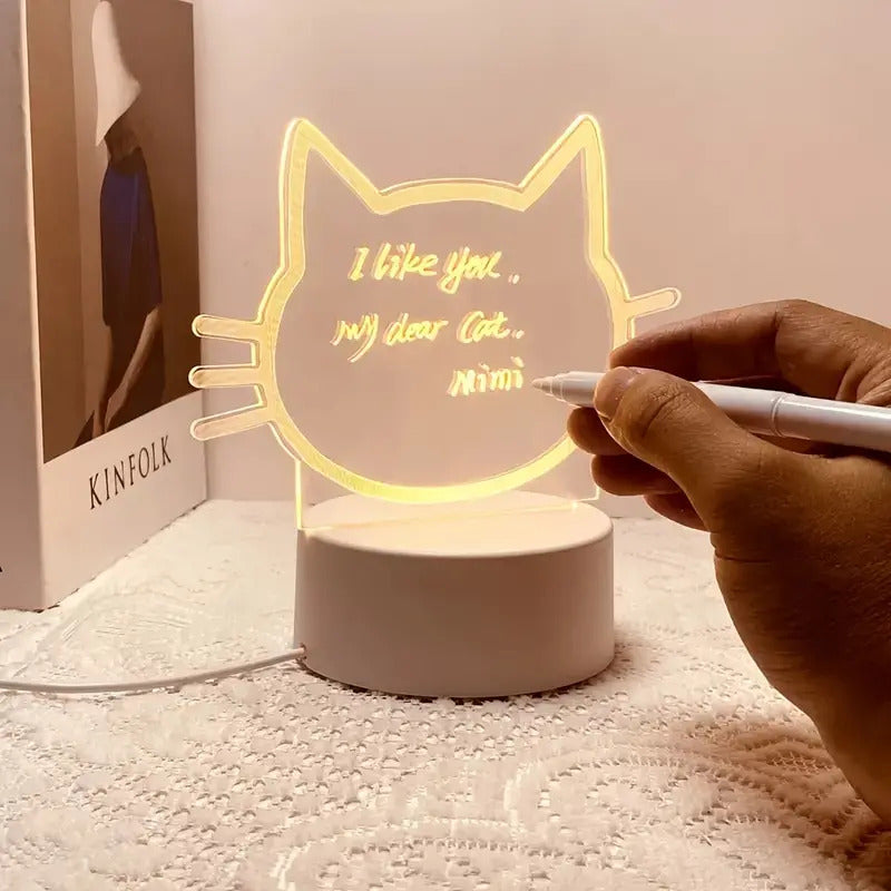 Lampara gato Tablero Led Acrílic Mensaje