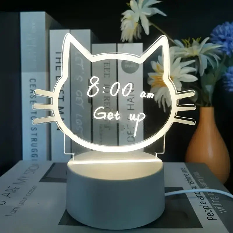 Lampara gato Tablero Led Acrílic Mensaje